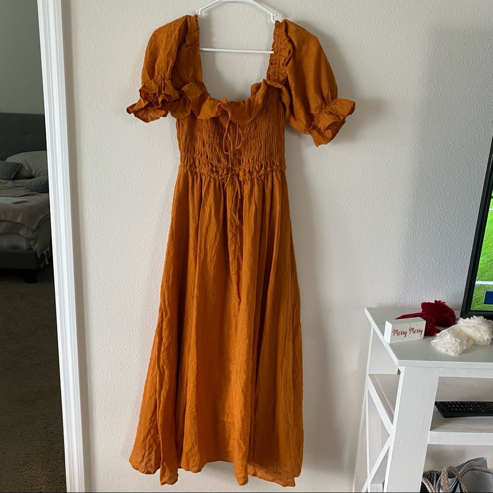 R. YIPOSHA Burnt Orange Vintage Flowy Maxi Dress Sz. M
